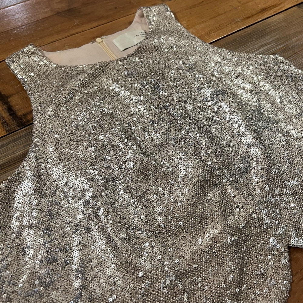 J.O.A. Los Angeles Silver Sequin Top Size L - Picture 4 of 6